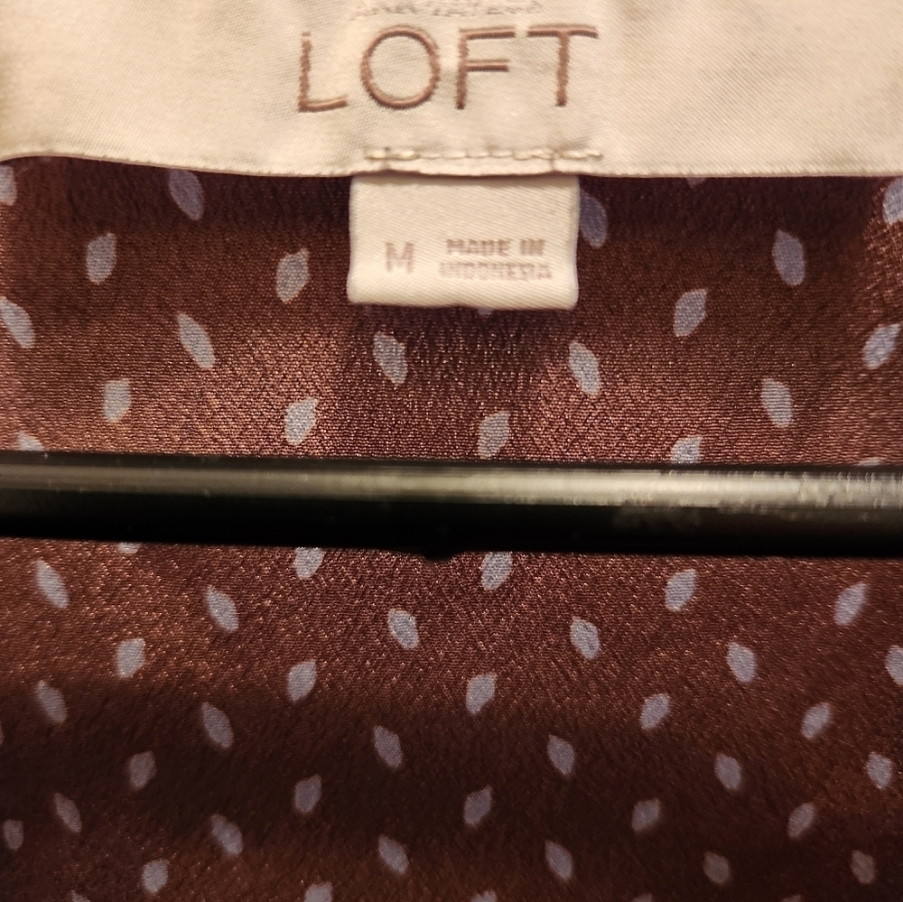 LOFT Brown Speckled Blouse M 3/4 Sleeve Work Office Top - Picture 6 of 6